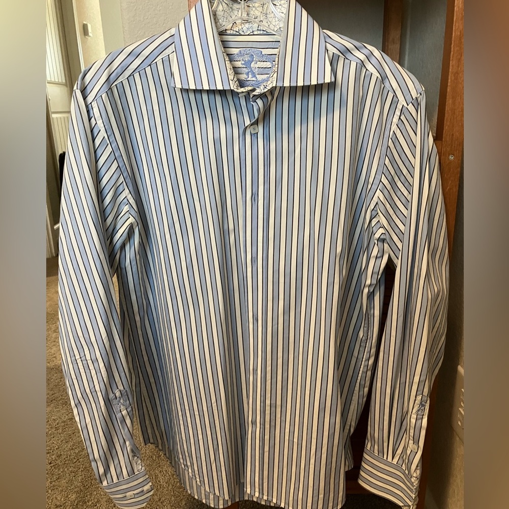 Bugatchi Button Up Dress Shirt. Striped